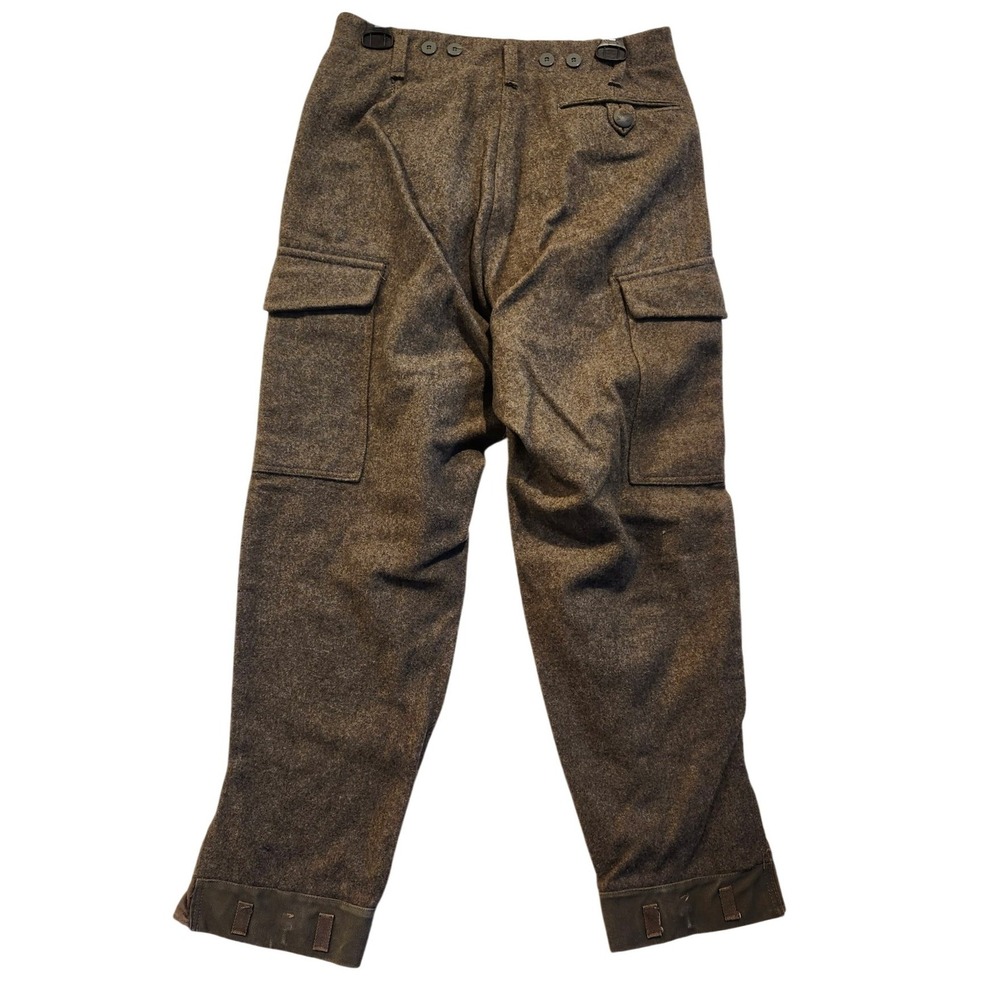 Vintage Swedish Military 1960 Wool Cargo Pants Grey Brown 29x27 M58 Vietnam Era